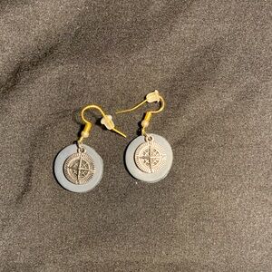 Handmade Gold and Black Compass Earrings